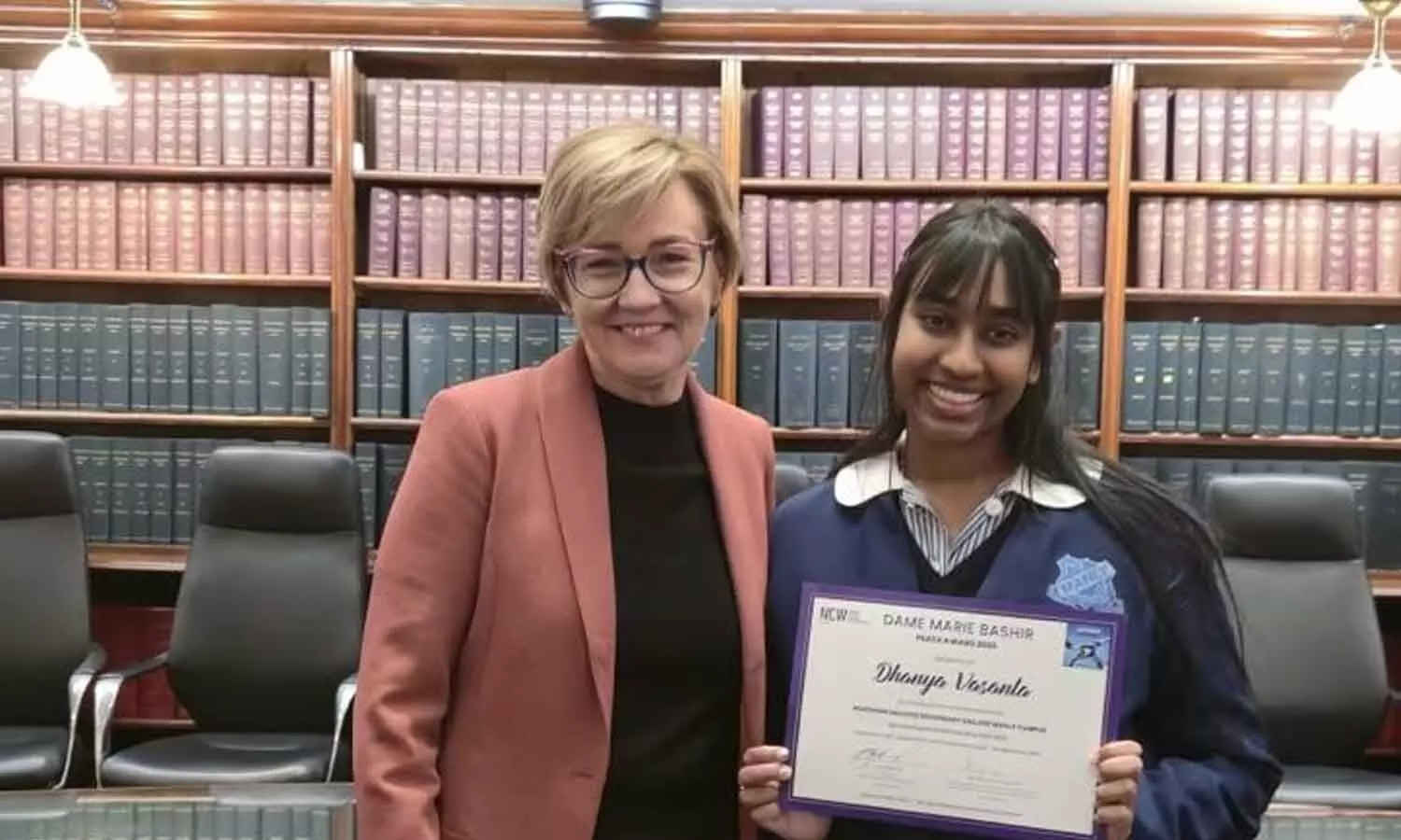 Telugu NRI girl bags Dame Marie Bashir peace prize in Australia