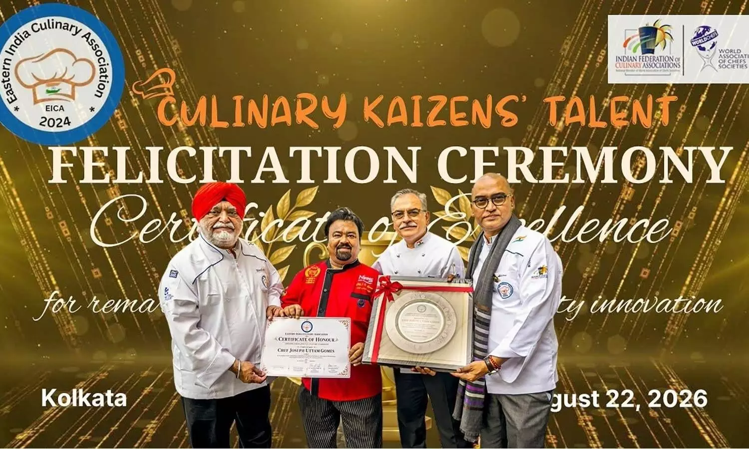 Chef Gomes has received a major honour — “Lifelong Excellence in Culinary Leadership” from EICA. Chef Gomes has received a major honour — “Lifelong Excellence in Culinary Leadership” from EICA.