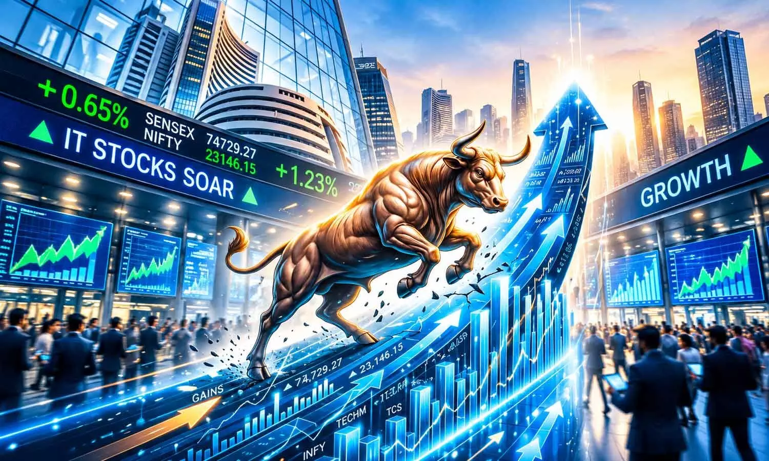 IT rally drives Sensex up 2,240 points, Nifty gains 604 points in a week IT rally drives Sensex up 2,240 points, Nifty gains 604 points in a week